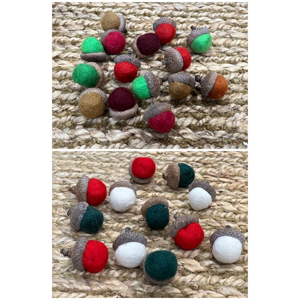 Handcrafted Felted Acorn Table Scatters - 15pc Fall Set or 12pc Christmas